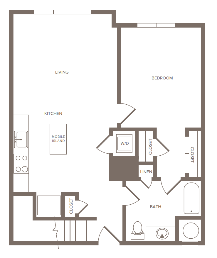 Floorplan for Apartment #1323, 1 bedroom unit at Halstead Parsippany